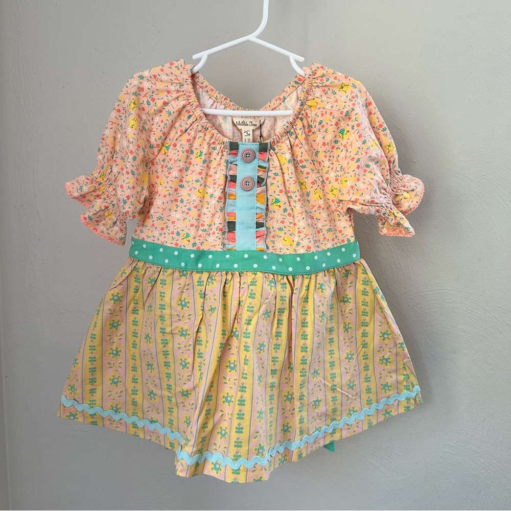 NWT Matilda Jane Dream Chasers Easter Tunic Pink Blouse with Puff Sleeves Size 6